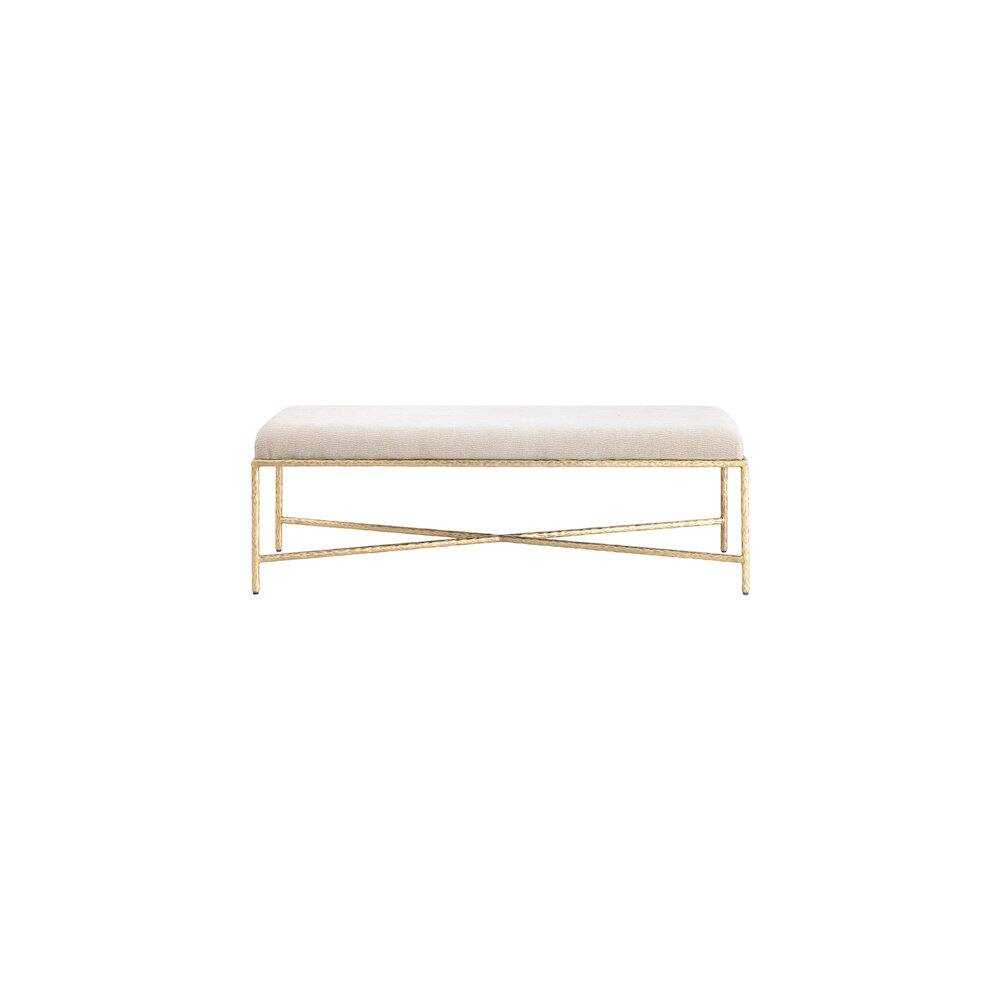 Alt View 2. Meridian Furniture - Valley Beige Chenille Fabric Bench - Beige.