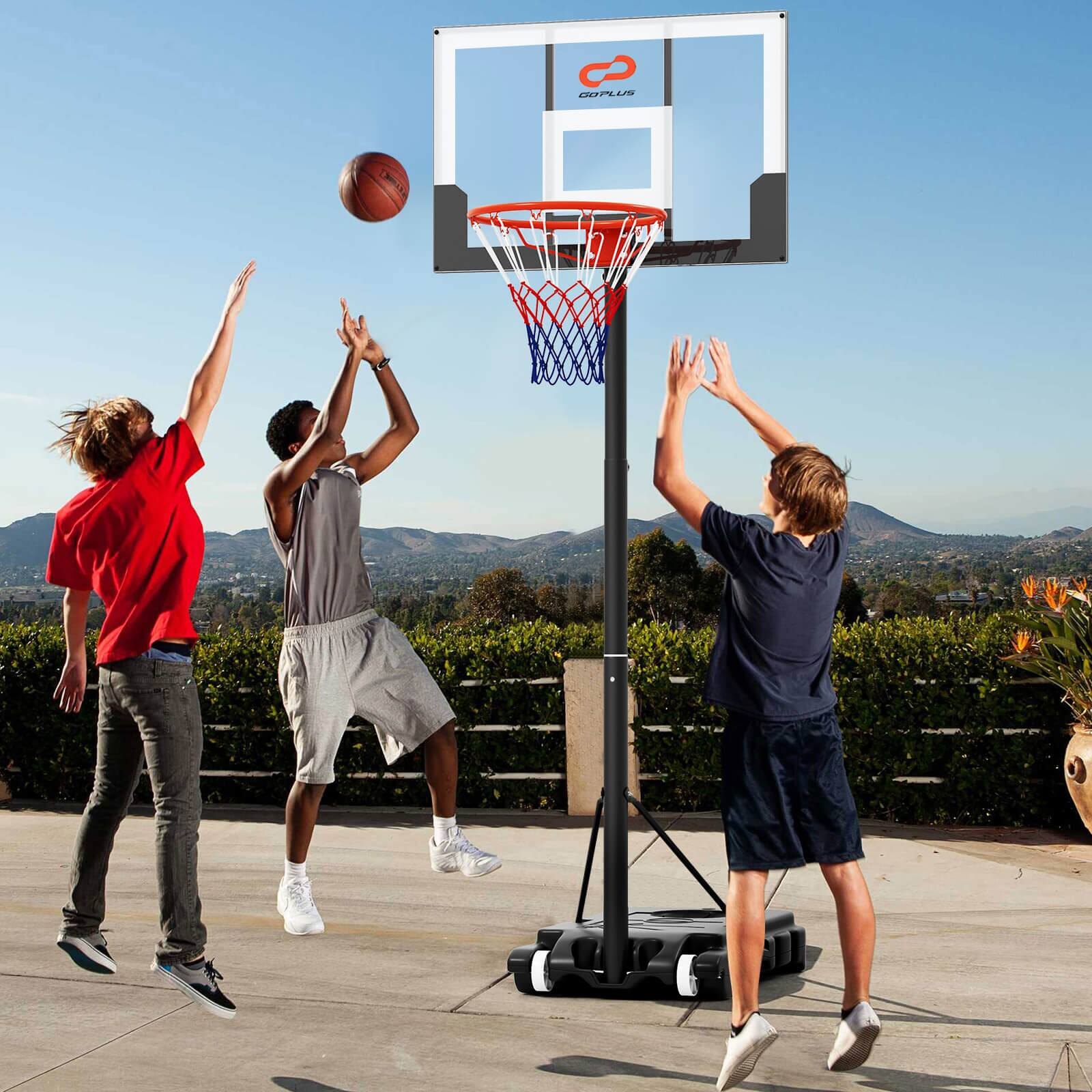 Alt View 3. Costway - Goplus Kids Basketball Hoop Outdoor 3.3-7 FT with Shatterproof PC Backboard Fillable Base - Black & White.