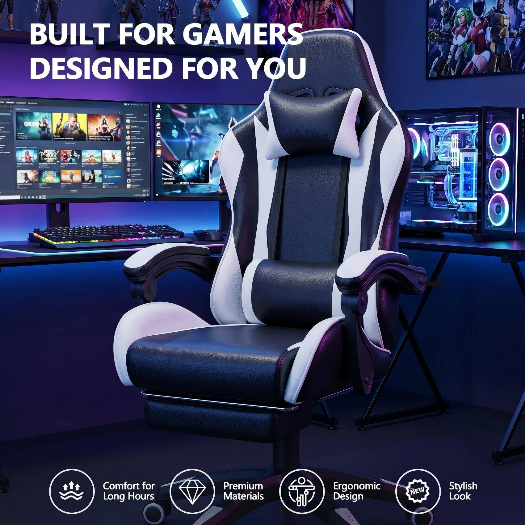 BUILT FOR GAMERS  
DESIGNED FOR YOU  

- Comfort for Long Hours  
- Premium Materials  
- Ergonomic Design  
- NEW Stylish Look