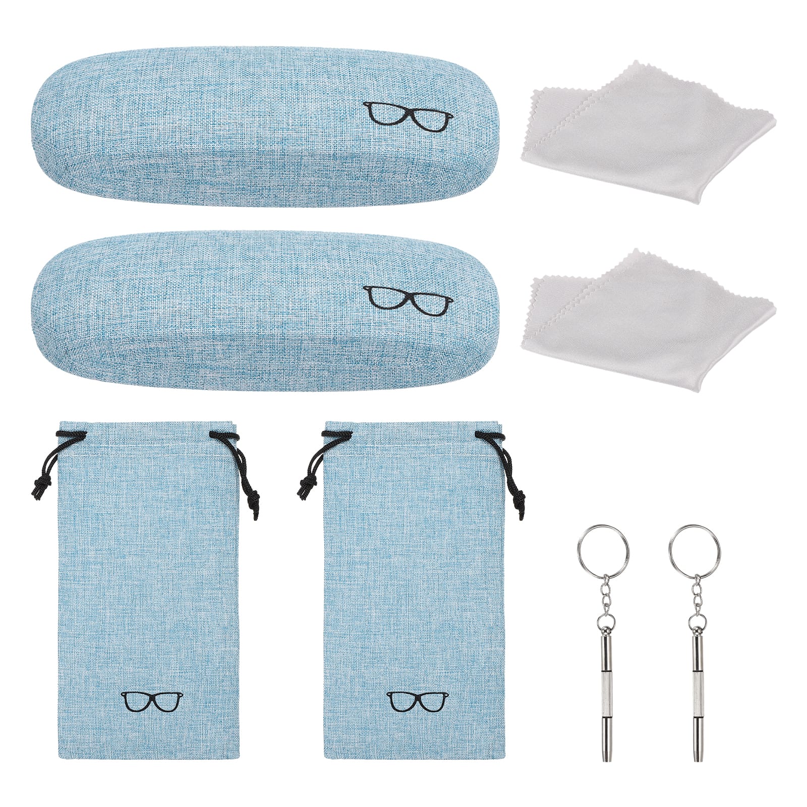 Unique Bargains - 1 Set Hard Shell Glasses Case Kit, Linen Fabric Sunglass Organizer w/ Storage Bag & Soft Cloth for Women/Men - Blue price history on PriceWatchPro