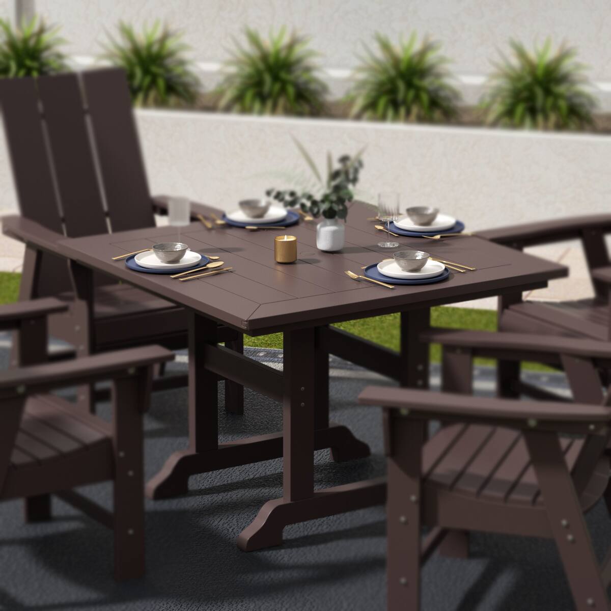 Angle. WestinTrends - WestinTrends Malibu 43" Outdoor Patio Square Dining Table - Dark Brown.