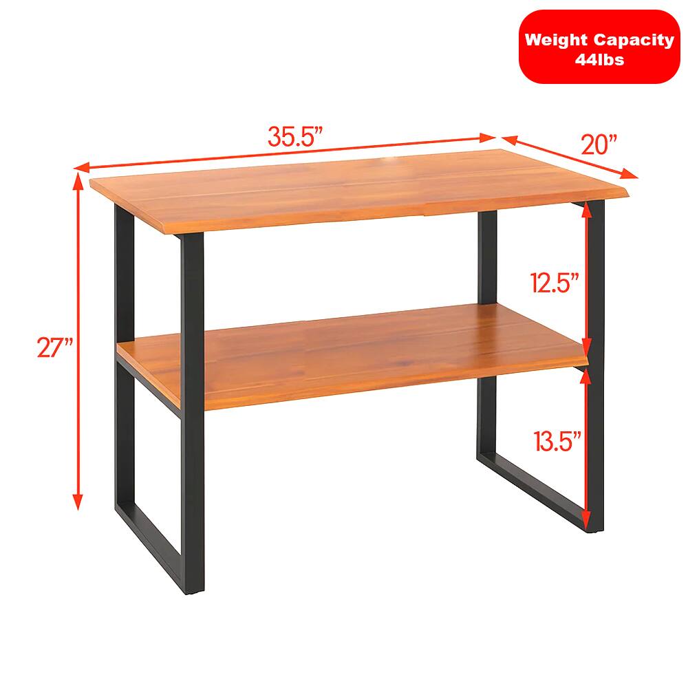 Weight Capacity: 44lbs  
Dimensions:  
- Length: 35.5"  
- Width: 20"  
- Height: 27"  
- Shelf Depth: 12.5"  
- Shelf Height: 13.5"