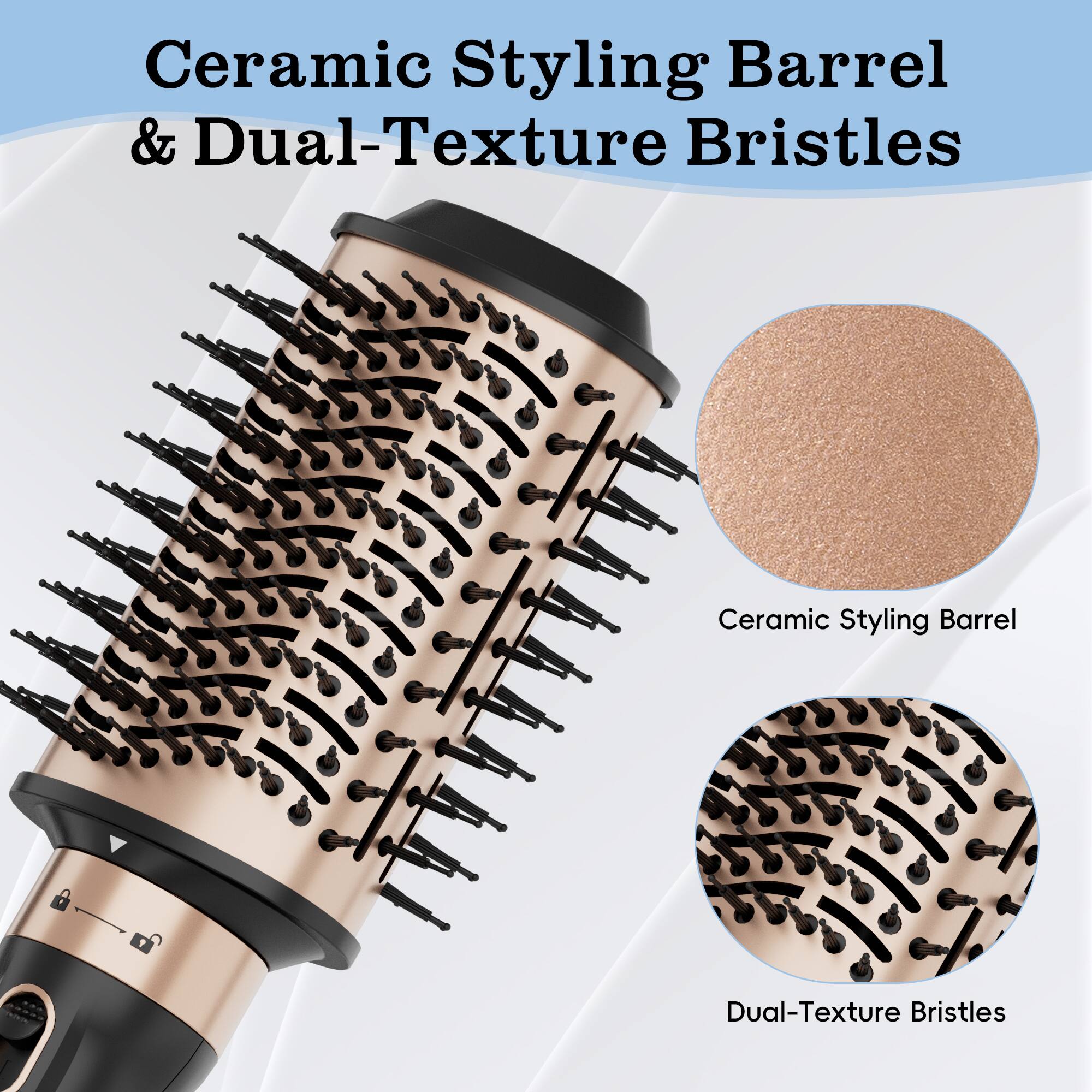 Ceramic Styling Barrel & Dual-Texture Bristles, Ceramic Styling Barrel, Dual-Texture Bristles