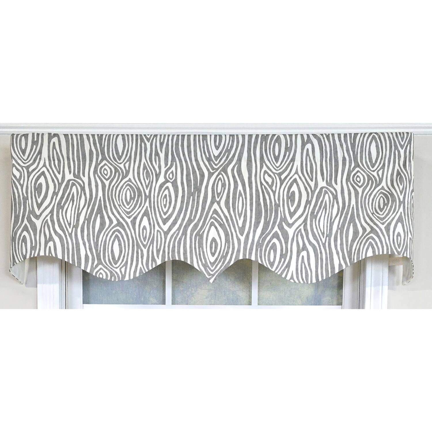 Left. RLF Home - RLF Home 100% Cotton Nyx Regal  Fully lined Windows Rod Pocket Valance 50" x 17"  Gray - Gray.