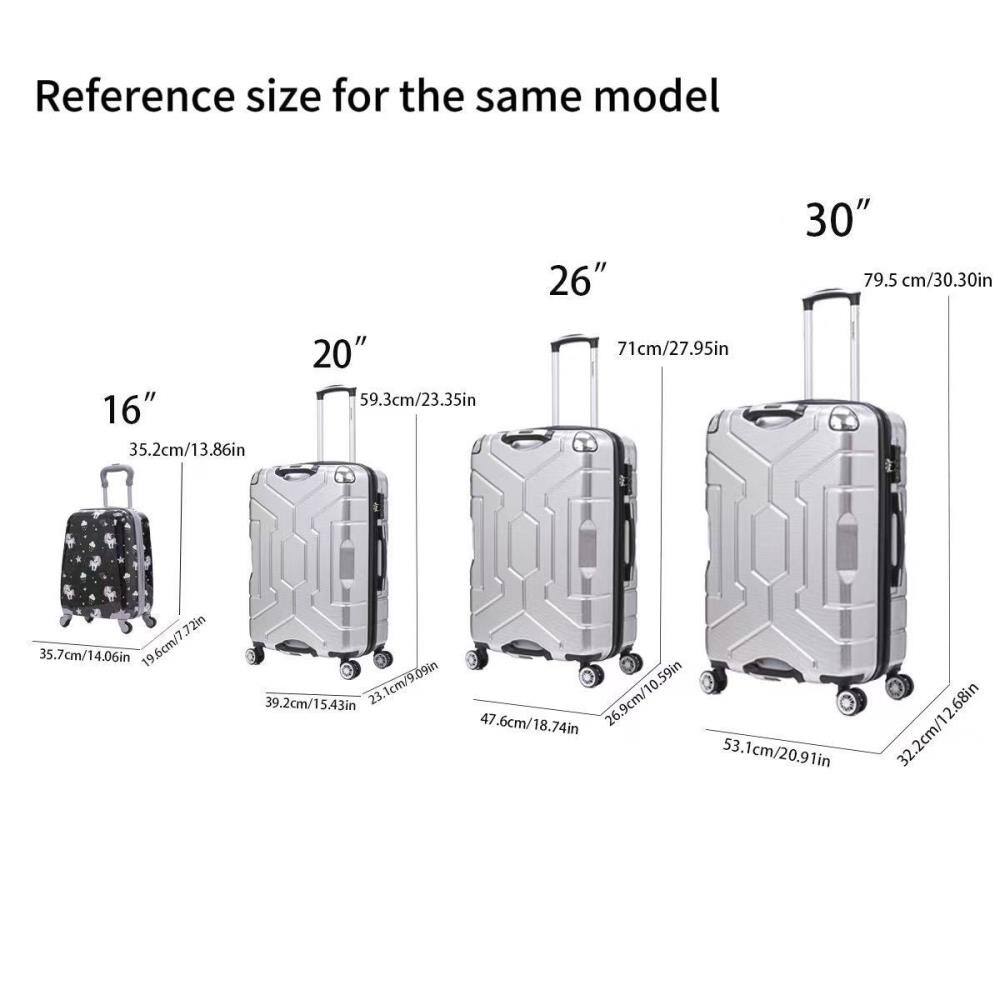 Reference size for the same model

16"  
35.2cm/13.86in  
35.7cm/14.06in  
19.6cm/7.72in  
39.2cm/15.43in  
23.1cm/9.09in  

20"  
59.3cm/23.35in  
71cm/27.95in  
35.7cm/14.06in  
23.1cm/9.09in  
47.6cm/18.74in  

26"  
71cm/27.95in  
26cm/10.59in  
47.6cm/18.74in  
26cm/10.59in  
53.1cm/20.91in  

30"  
79.5cm/30.30in  
26cm/10.59in  
32.2cm/12.68in  
53.1cm/20.91in