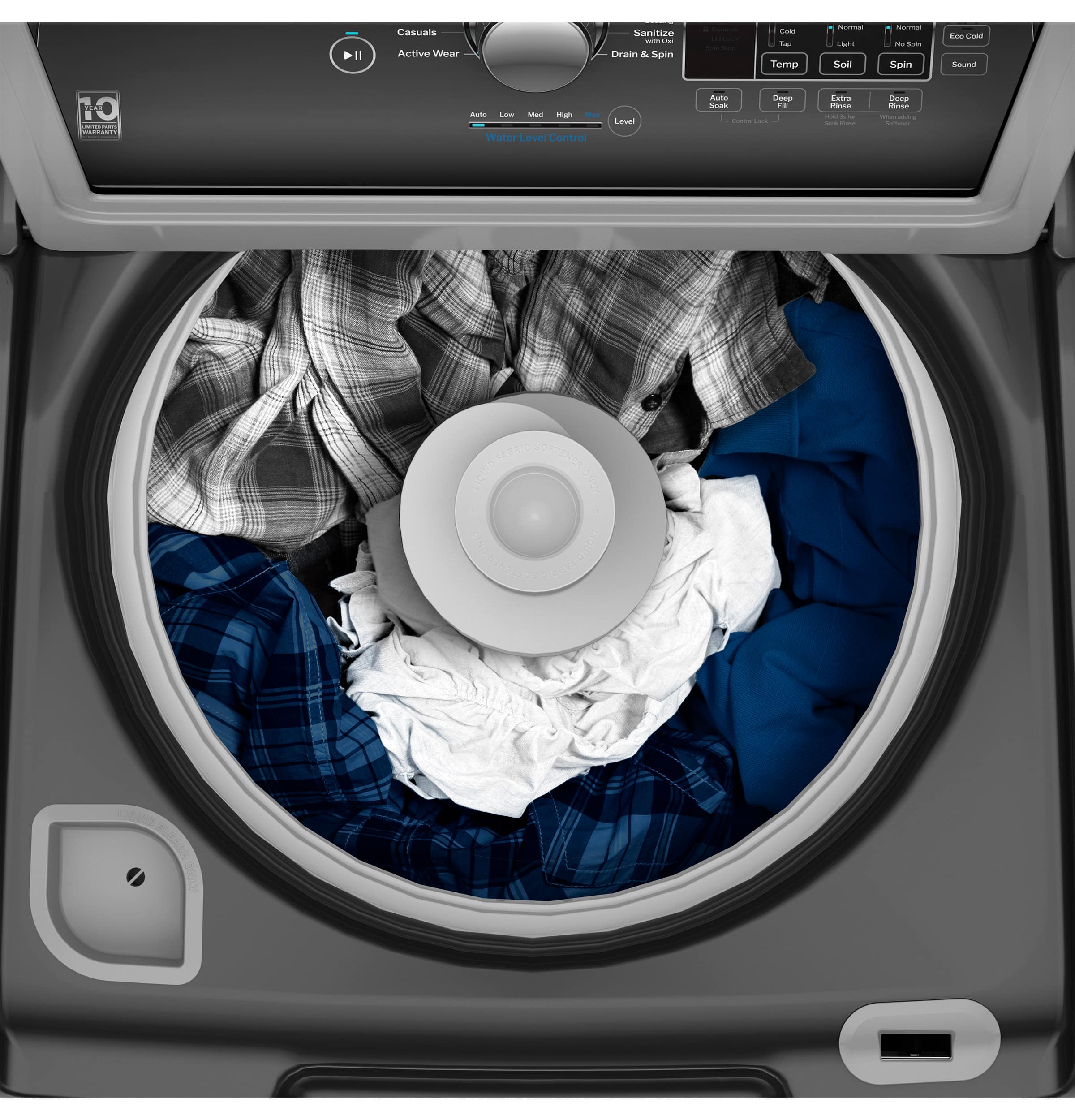 Casualis Active Wear Sanitize - Drain & Spin - LTO Sell - Spin - Losep Soak - Auto - Losep Soak - 10 I - Mod -m Mes - Water Level Control - L AUtO Losep Soak - I Eatra - Ca - CAERo Nstro SOrENTONEE Sneemies gbe pd.