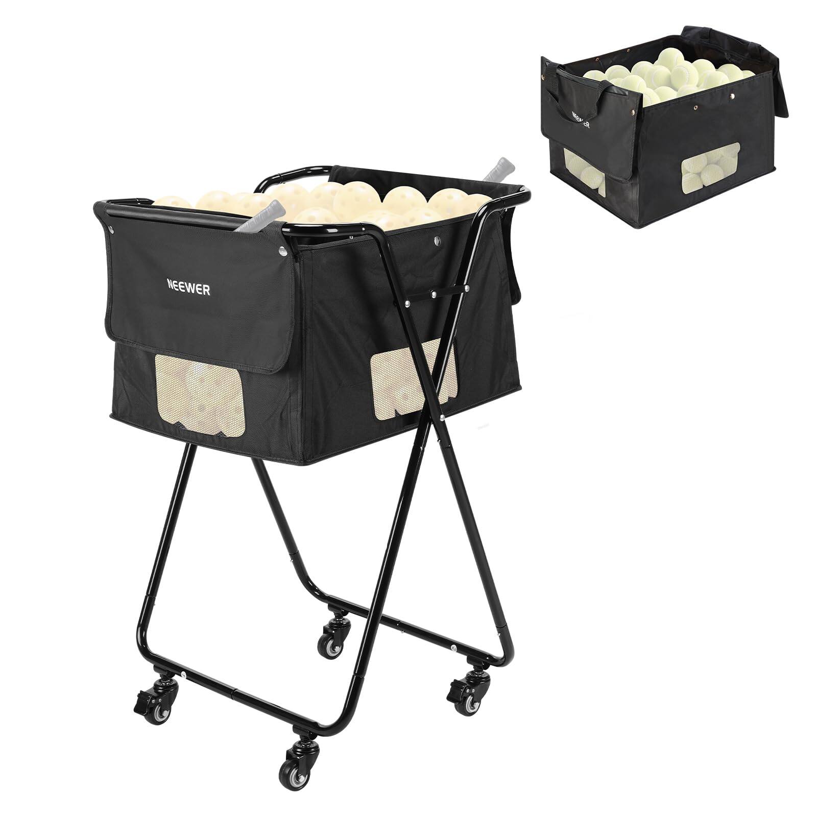 Front. Neewer - Tennis/Pickleball Ball Hopper for Training - black.