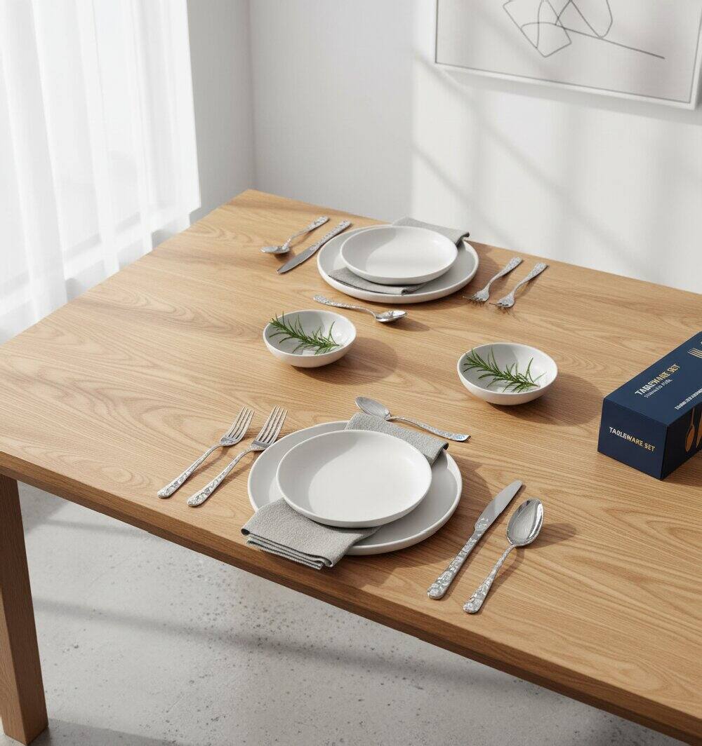 The text on the image reads:

"TABLEWARE SET"