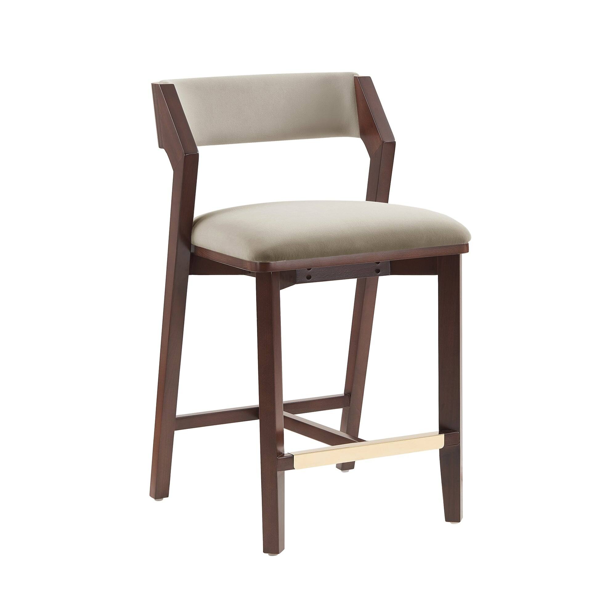 Alt View 2. Manhattan Comfort - Patricia Modern Wood Upholstered Counter Stool - Set of 2 - Linen.