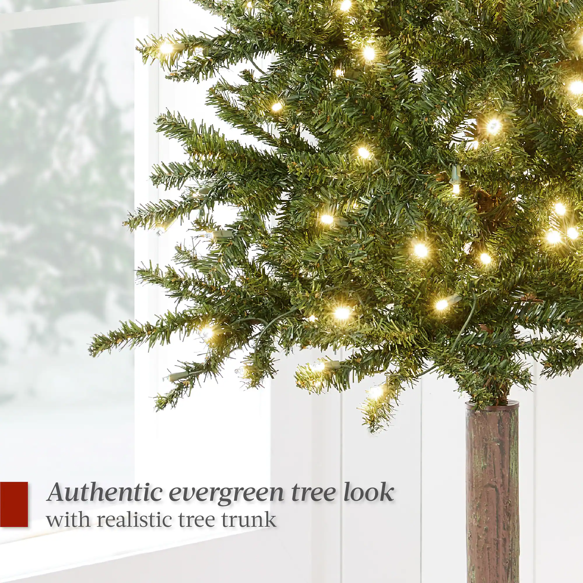 Authentic evergreen tree look with realistic tree trunk