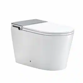 RYHNUYNE - All In One Smart Toilet, No Water Pressure Limit High Speed Drying Automatic Flip Sterilization Splash Proof Foam Shield - White