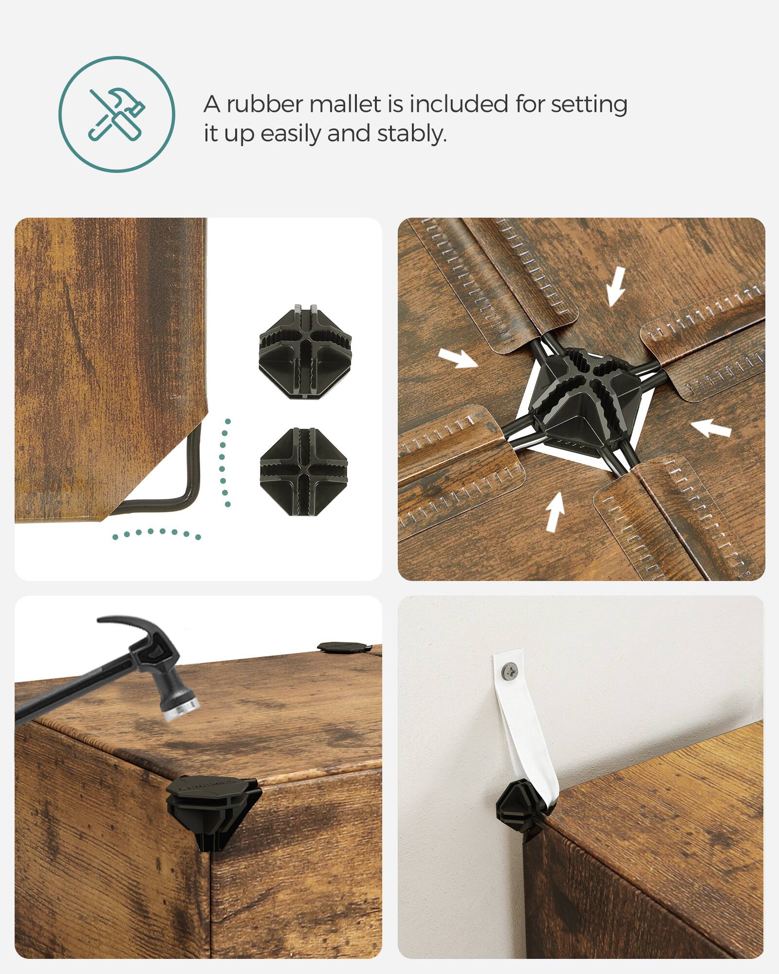 A rubber mallet is included for setting it up easily and stably.