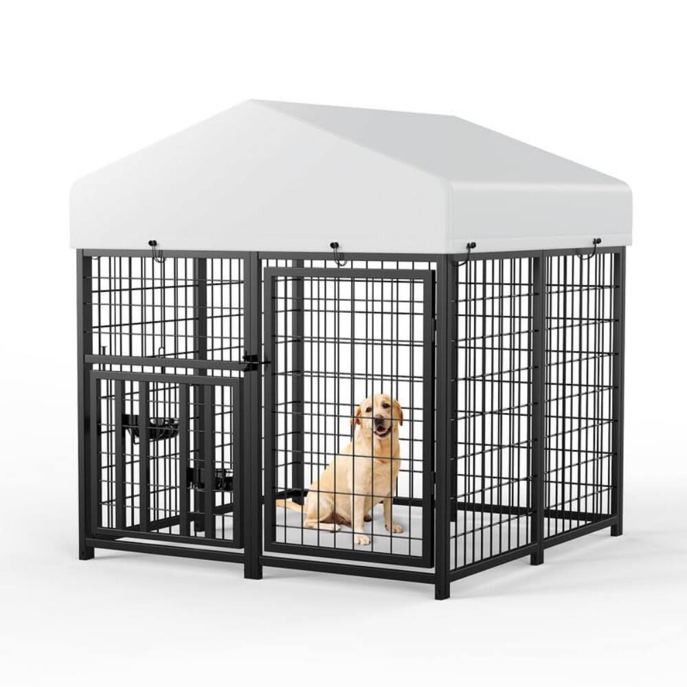Alt View 3. LOVMOR - LOVMOR Outdoor Dog Pen 4-ft L x 4-ft W x 4.25-ft H Metal Pet Kennel with Weatherproof Coating  Portable Fence.