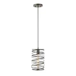 Jonathan Y - Helisa 7.25" 1-Light Modern Contemporary Iron Spiral LED Pendant - Antique Silver