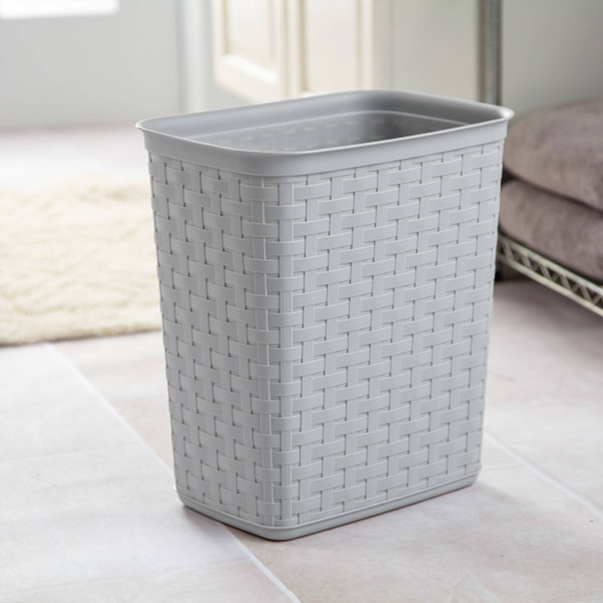 Alt View 2. Sterilite - Sterilite 3.4 Gallon/13 Liter Decorative Weave Wastebasket, Cement (6 Pack) - Cement.