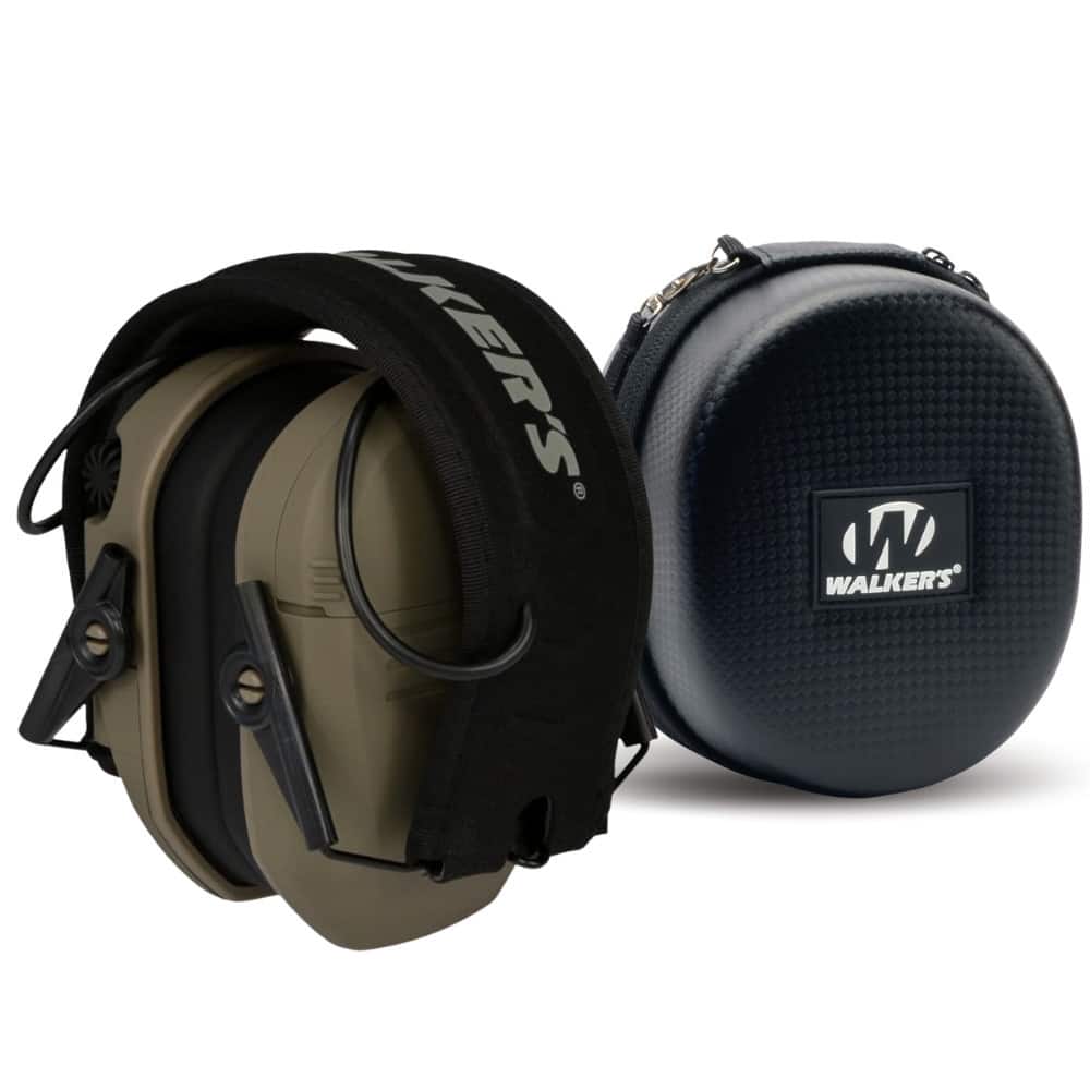 Walkers - Walker's Razor Slim Molon Labe Earmuffs Bundle with Hearing Protection Case - Black