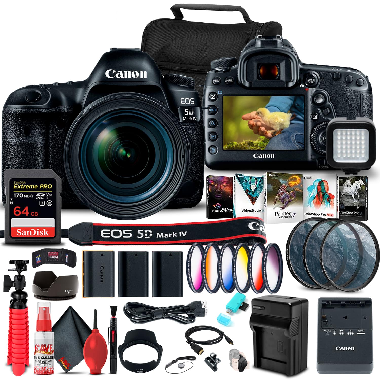 Canon - EOS 5D Mark IV DSLR Camera w 24-70mm f/4L Lens (1483C018) Pro Bundle (International Version)