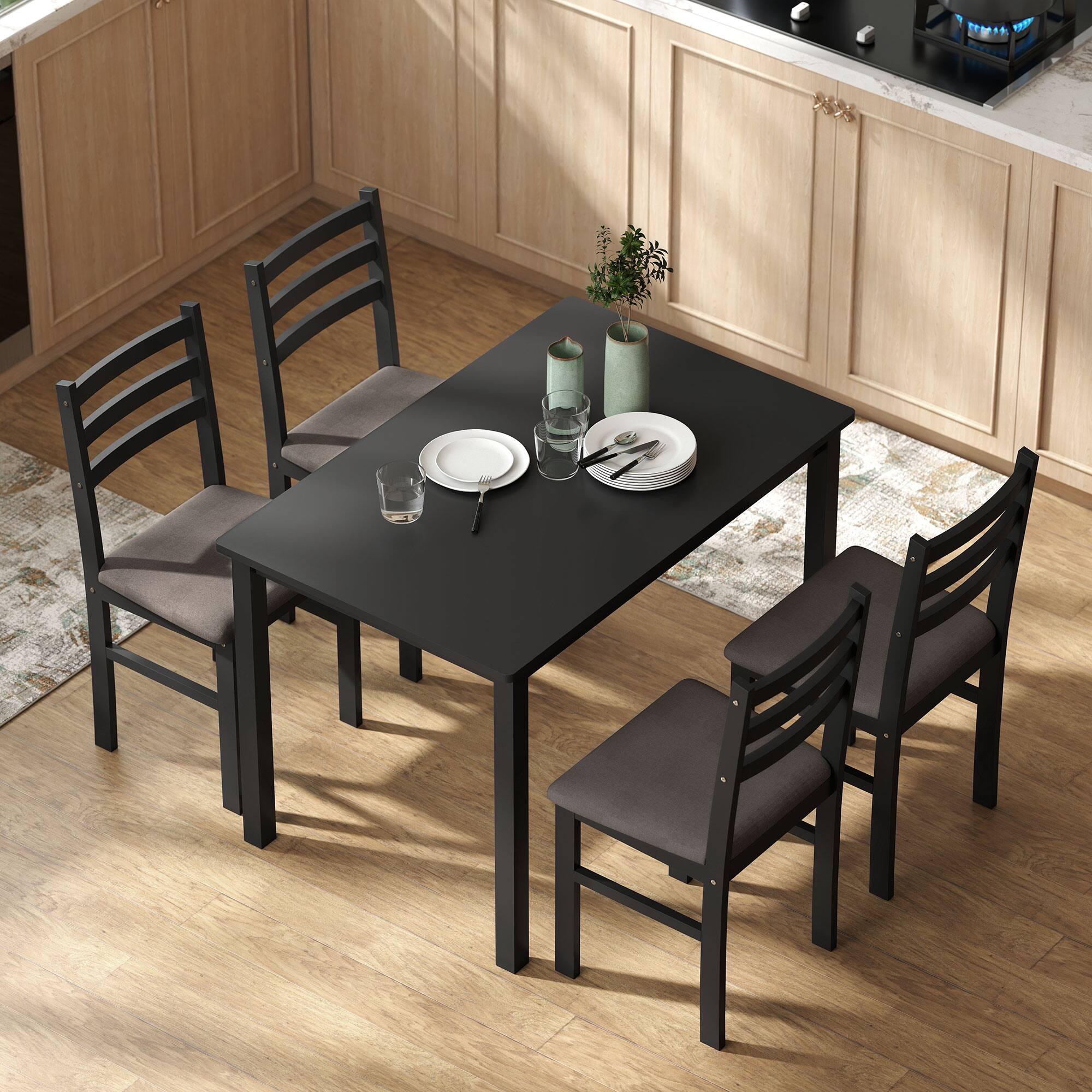 Alt View 7. Homcom - Small Kitchen Table Set for 4 - Black.