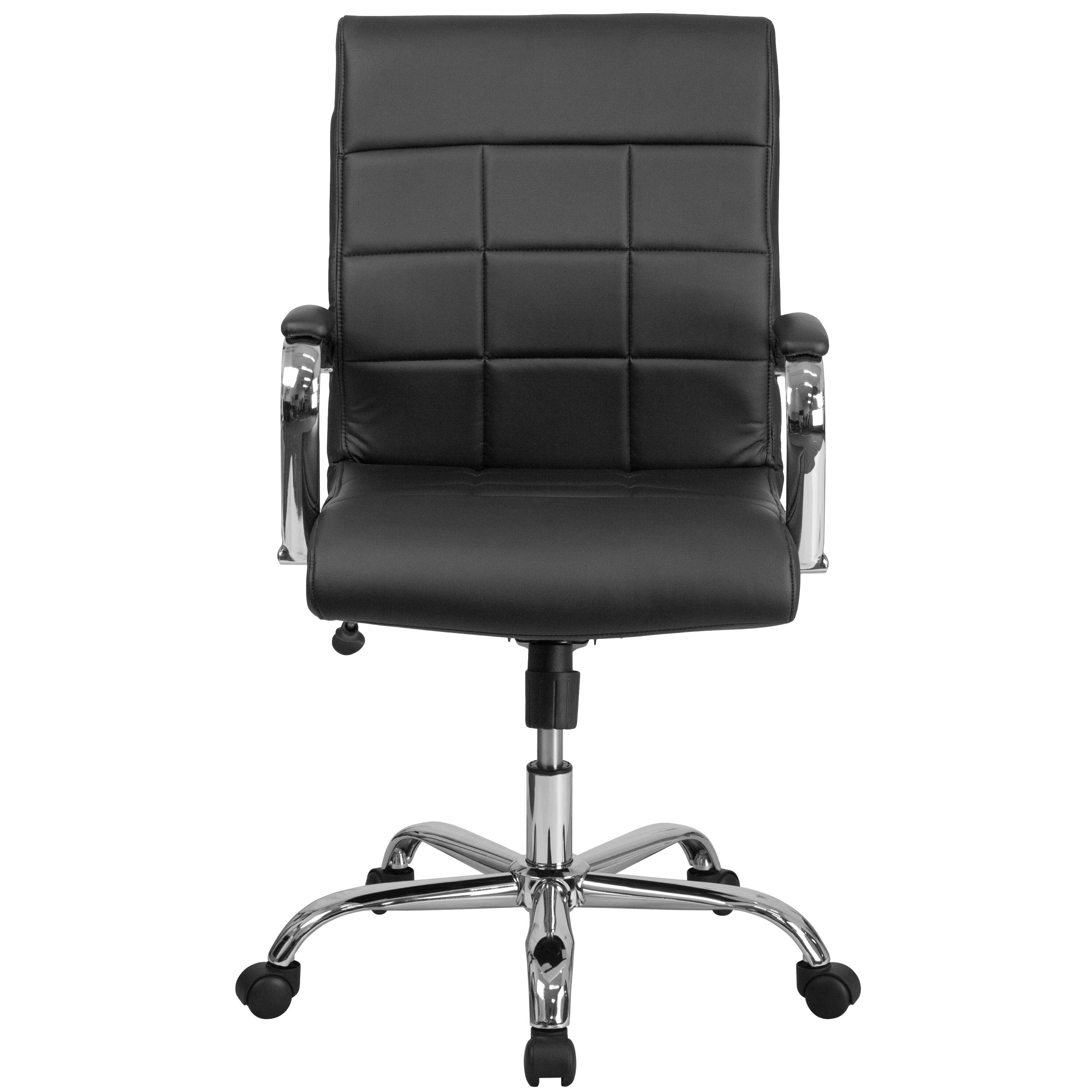 Alt View 7. Emma + Oliver - Mid-Back Vinyl Executive Swivel Office Chair with Chrome Base and Arms - Black.