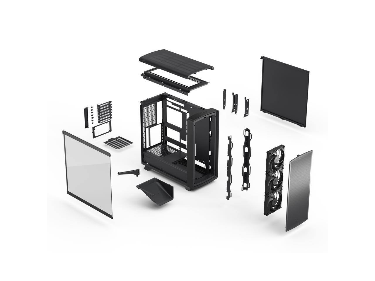 Alt View 7. Fractal Design - Fractal Design Summit Blackout TG Blackened Oak PC Case - Tempered Glass, 3 Fans, ATX/E-ATX/mATX/ITX - Black.