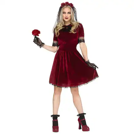 Front. Funworld - Adult Vampire Bride Costume M/L - Multi-Colored.