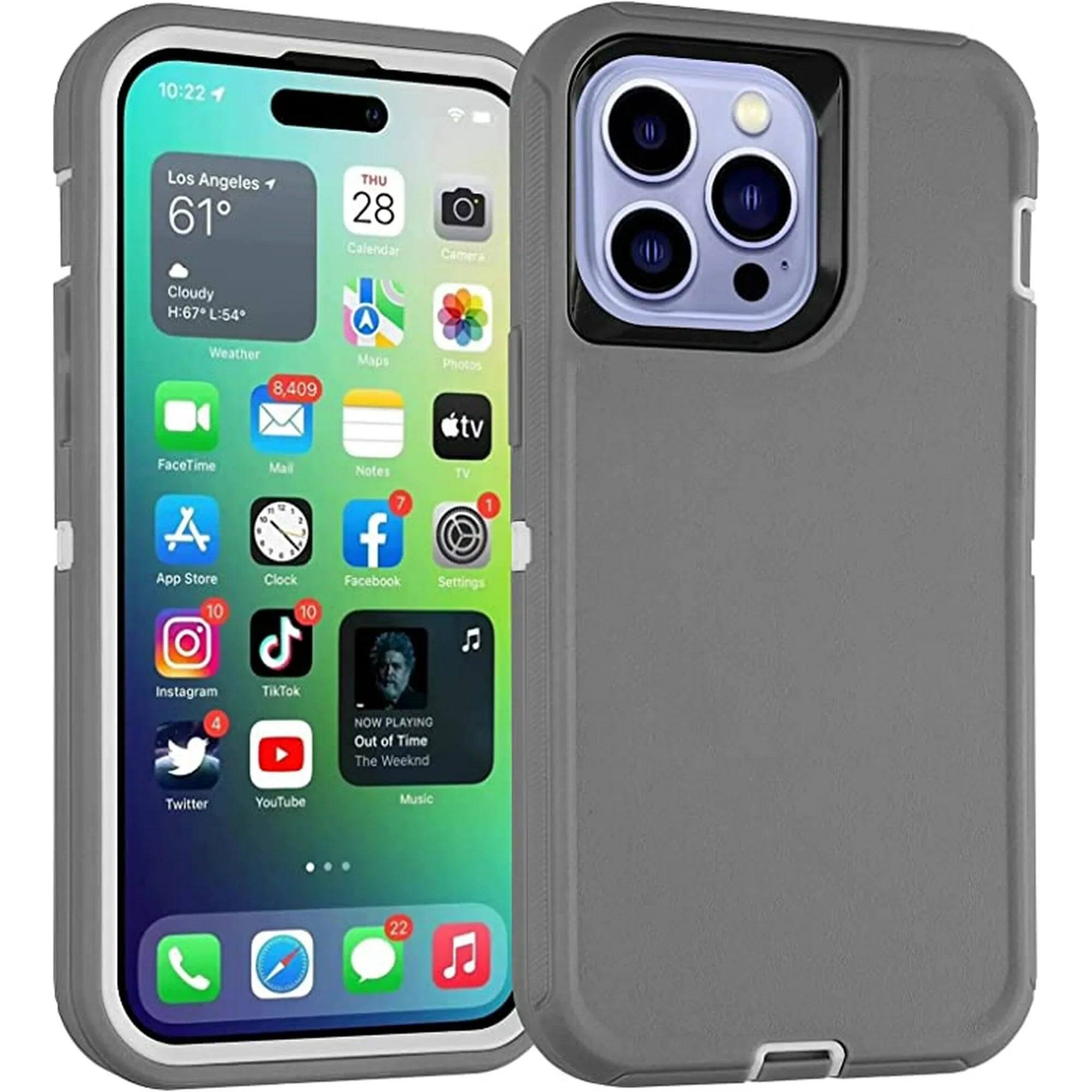 Entronix - Heavy Duty iPhone 15 Pro Max Case - Triple-Layer Protection for Ultimate Safety - Gray