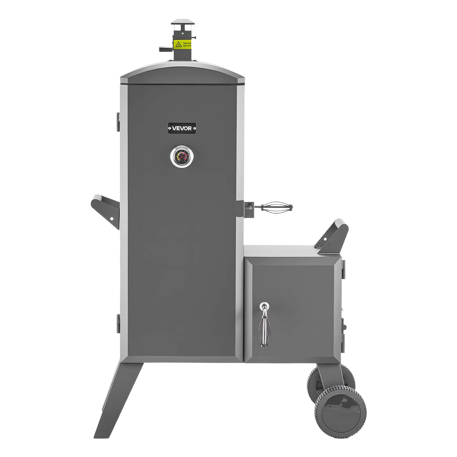 VEVOR - Charcoal Offset Smoker, Heavy-Duty Steel BBQ Offset Smoker with Side Firebox, Movable Outdoor Barbecue Smokers - Black
