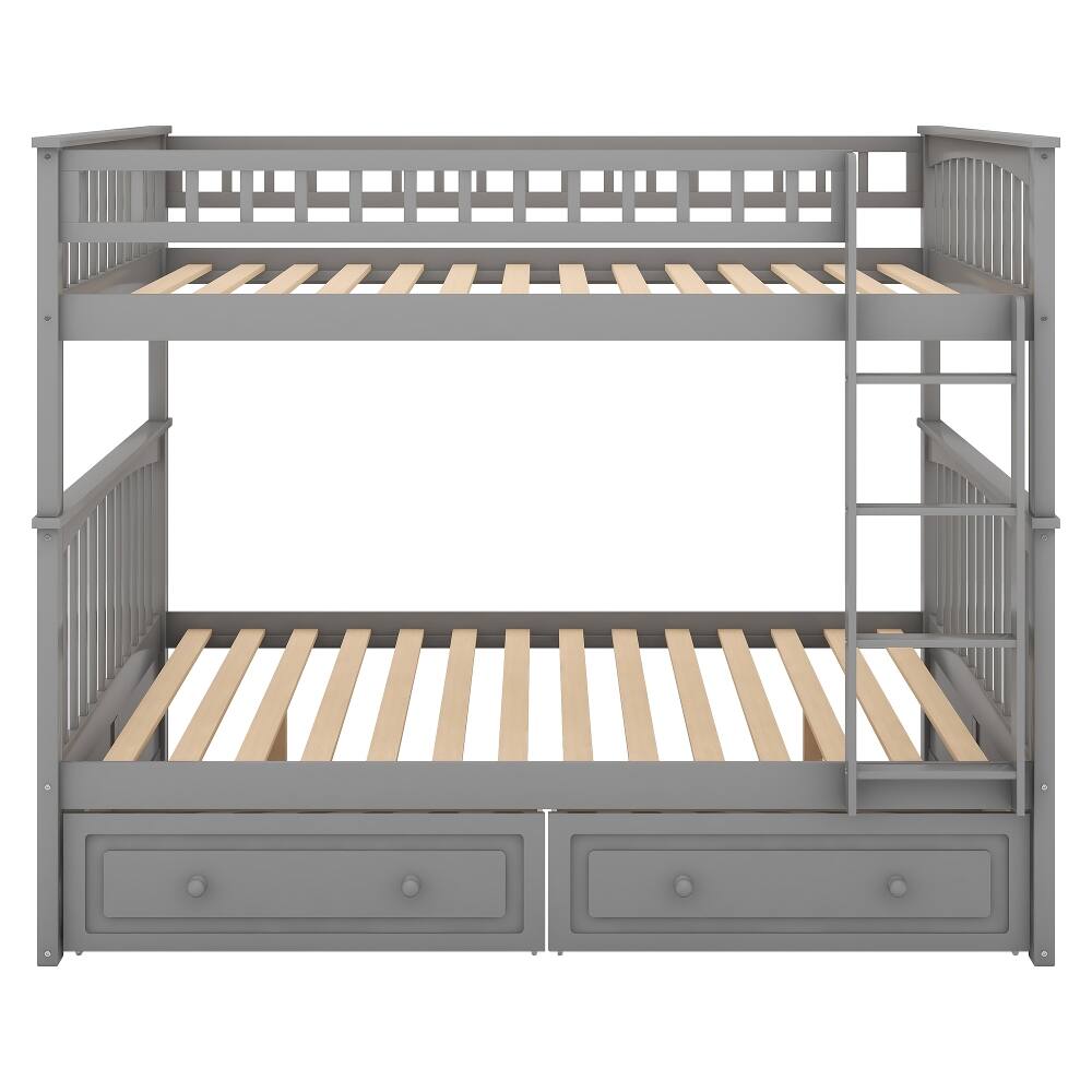 Alt View 8. Loheer - Loheer Full Over Full Bunk Bed with Drawers Convertible Solid Wood Gray - Gray.