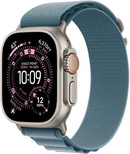 Apple Watch Ultra 3 (GPS+Cellular) 49mm Titanium Case with Light Blue Alpine Loop - Small - Natural (Verizon) - (2025)