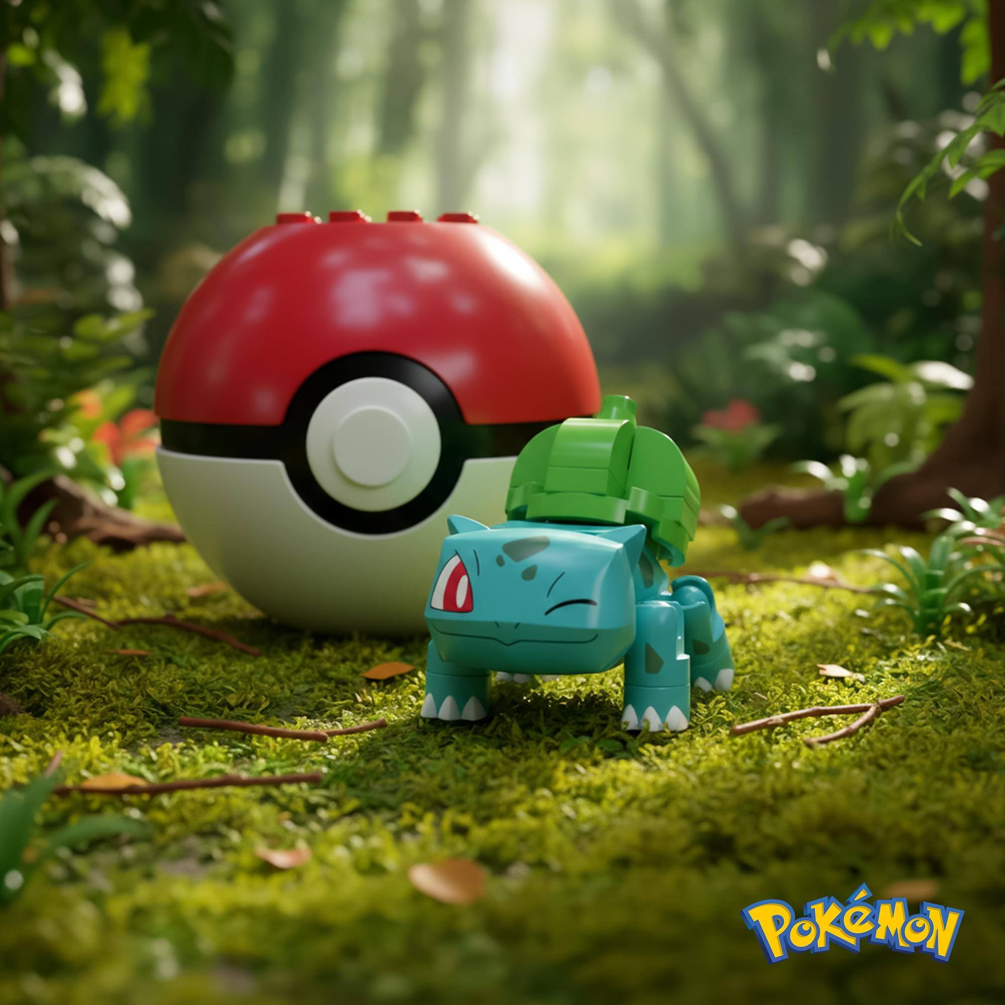 Alt View 10. Mattel - Pokemon Mega Construx Poke Ball 30-Piece Building Set | Bulbasaur - Blue.