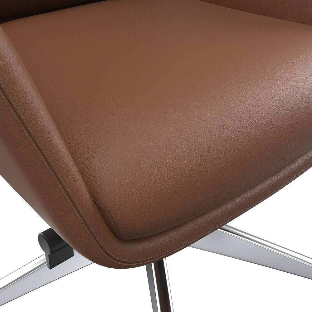 Alt View 3. LeisureMod - Summit Ergonomic High Back Office Chair, Leather Desk Chair, Metal Frame, Adjustable Height, Swivel & Tilt, Plush Seat - Dark Brown.