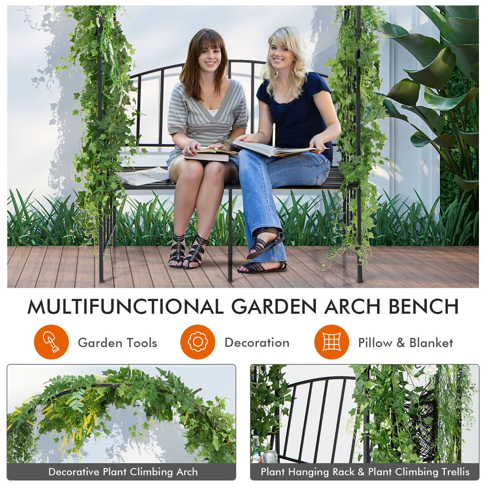 MULTIFUNCTIONAL GARDEN ARCH BENCH

- Garden Tools
- Decoration
- Pillow & Blanket

Decorative Plant Climbing Arch

Plant Hanging Rack & Plant Climbing Trellis