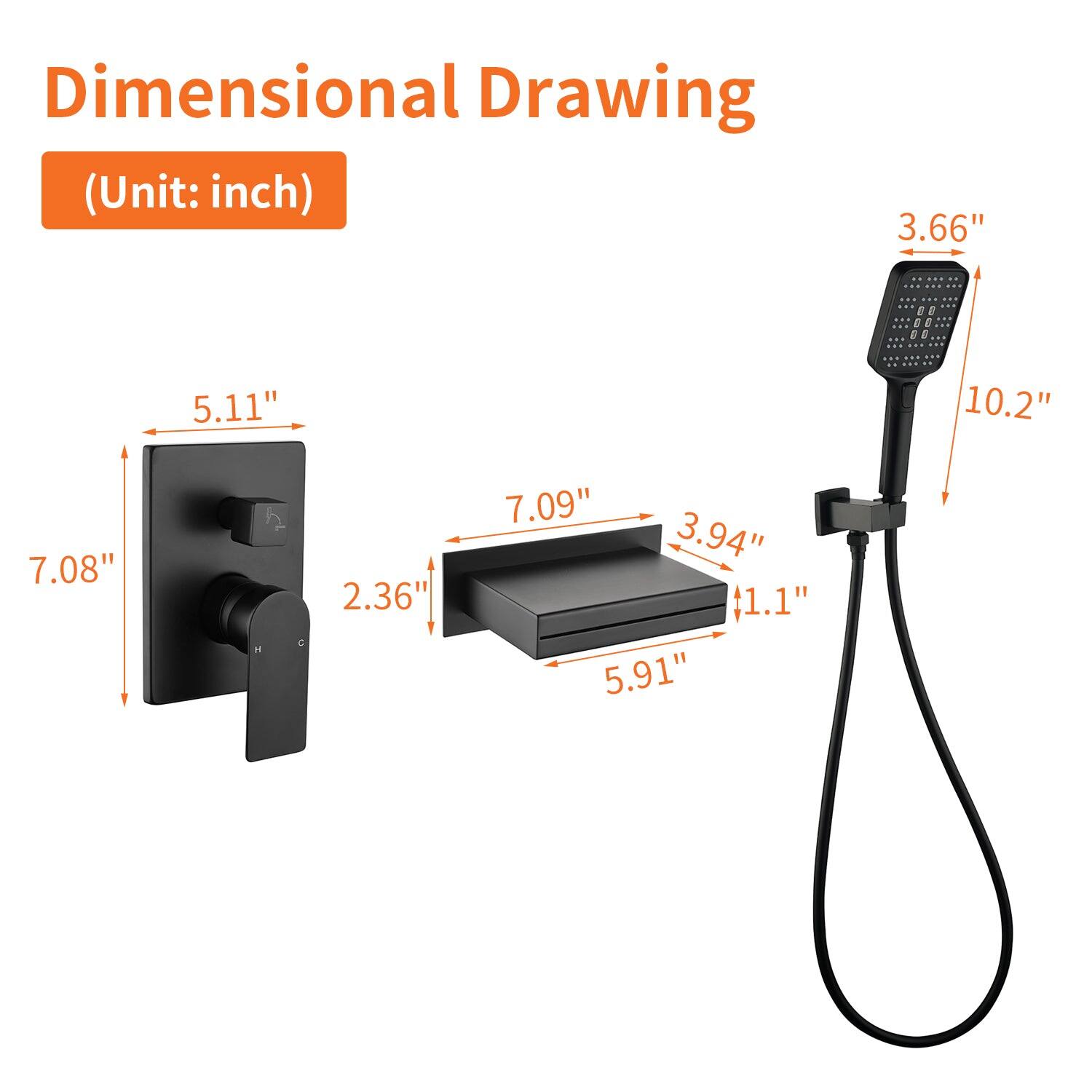 Dimensional Drawing  
(Unit: inch)  

- 3.66"  
- 5.11"  
- 10.2"  
- 7.08"  
- 2.36"  
- 7.09"  
- 3.94"  
- +1.1"  
- 5.91"