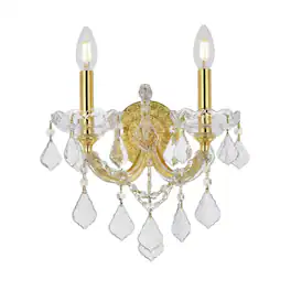 Elegant Lighting - Maria Theresa 2 light Wall Sconce Clear Royal Cut Crystal - Gold