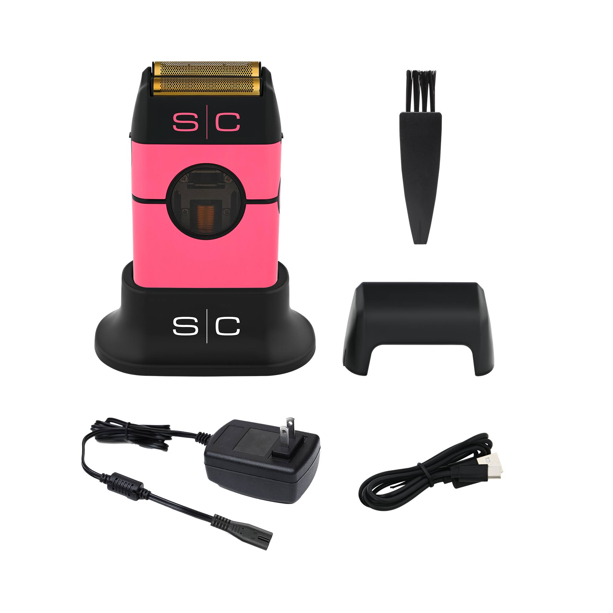 Alt View 2. StyleCraft - Instinct Metal Cordless Double Foil Shaver with IN2 Vector Motor Intuitive Torque Control, USB-C Rechargeable - Pink.