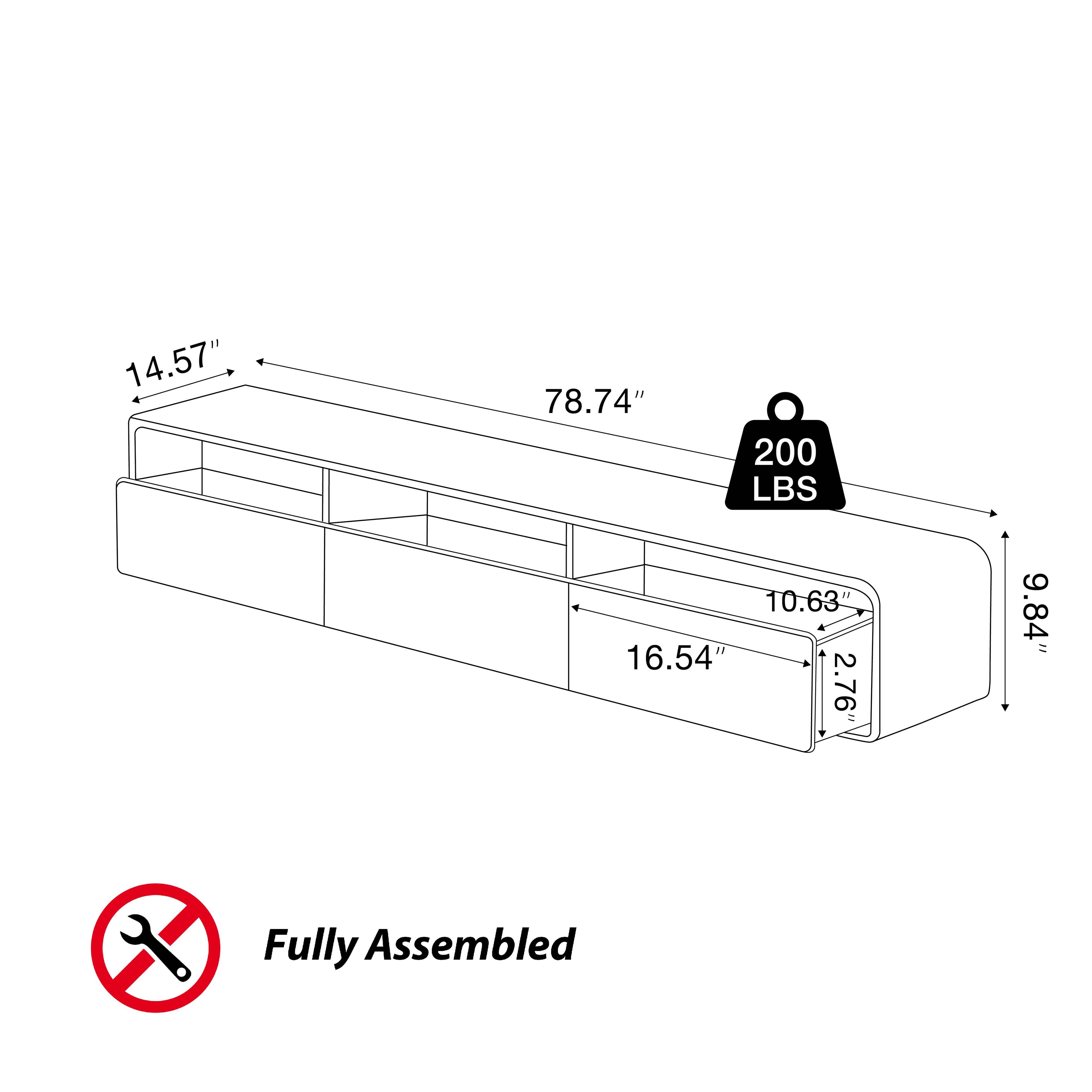 14.57" 78.74" 200 LBS 10.63" 16.54" 2.76" 9.84" Fully Assembled