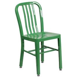 Emma + Oliver - Commercial Grade Colorful Metal Indoor-Outdoor Chair - Green