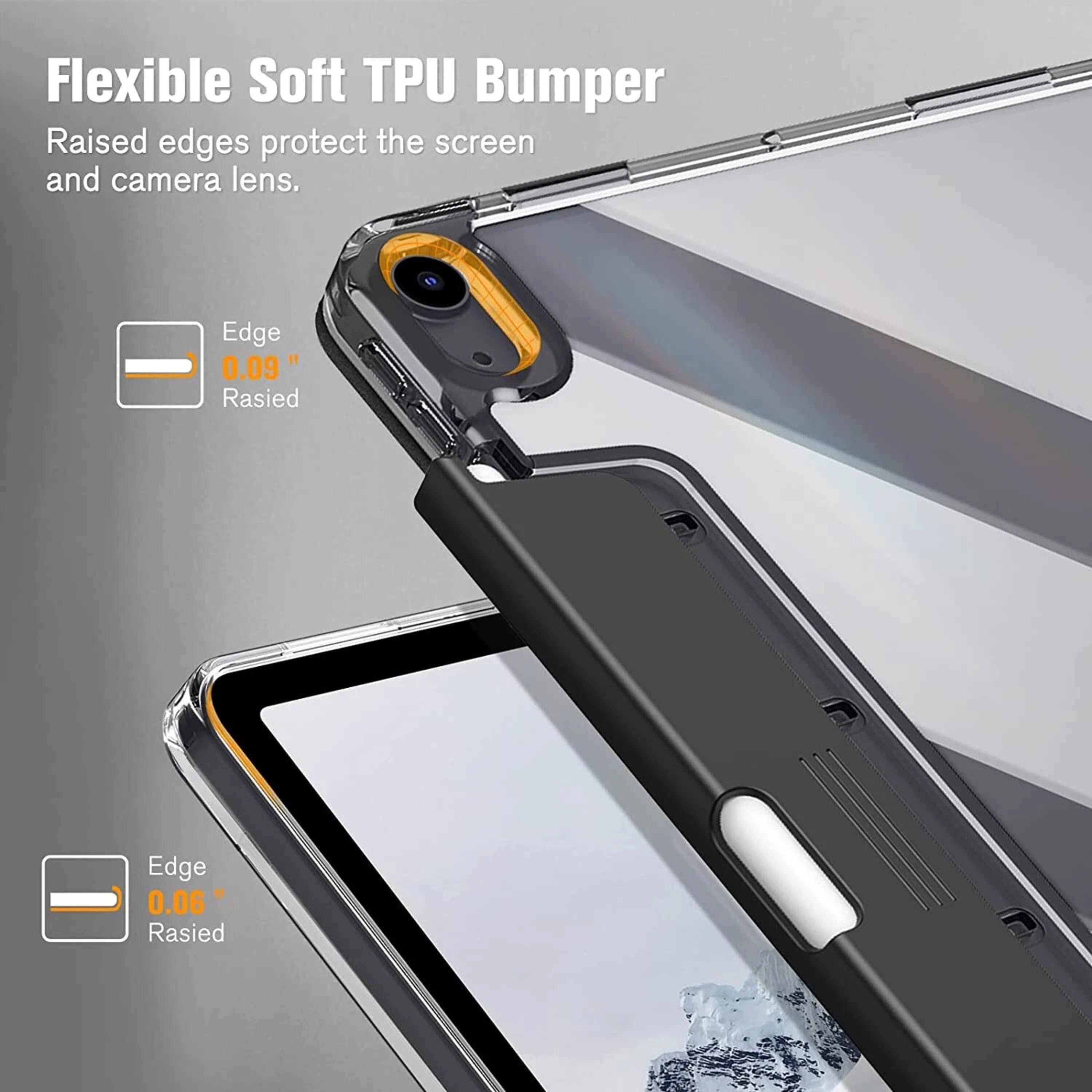 Flexible Soft TPU Bumper  
Raised edges protect the screen and camera lens.  

Edge 0.09" Raised  
Edge 0.06" Raised