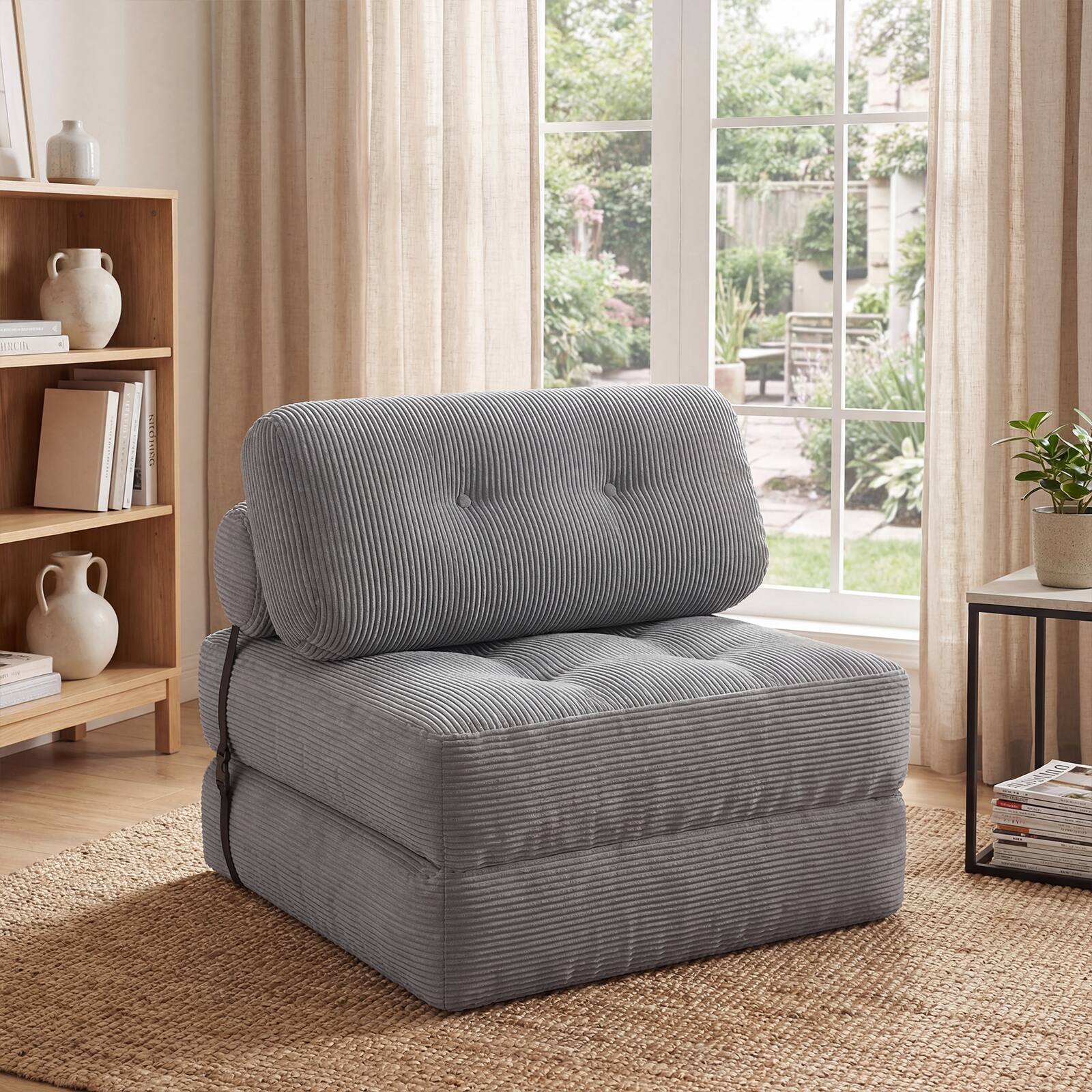 Alt View 4. Costway - Costway Folding Sofa Bed, Convertible Sleeper Chair with Pillow Back Support Corduroy Cover - Gray.