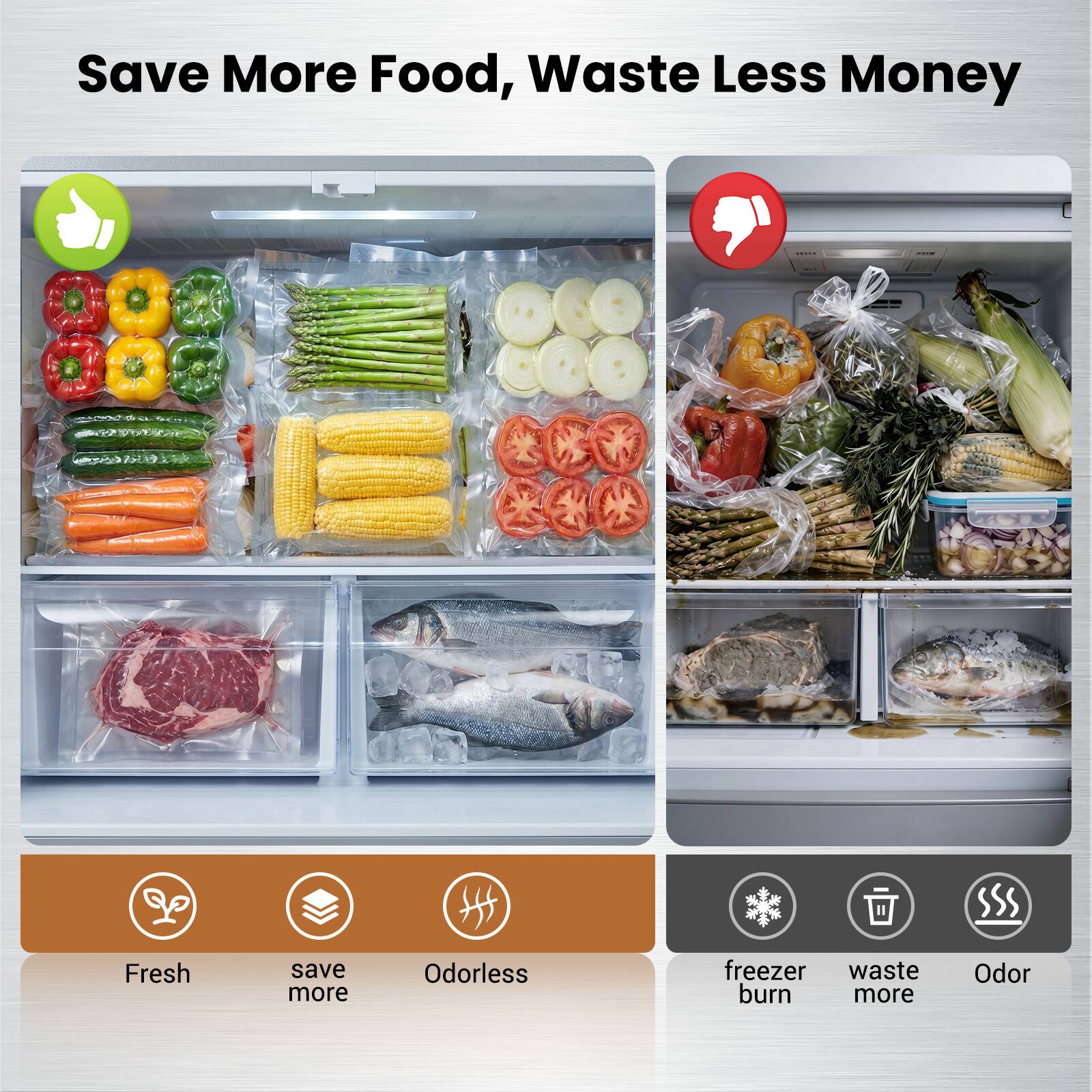 Save More Food, Waste Less Money

Fresh save more Odorless freezer waste burn more Odor