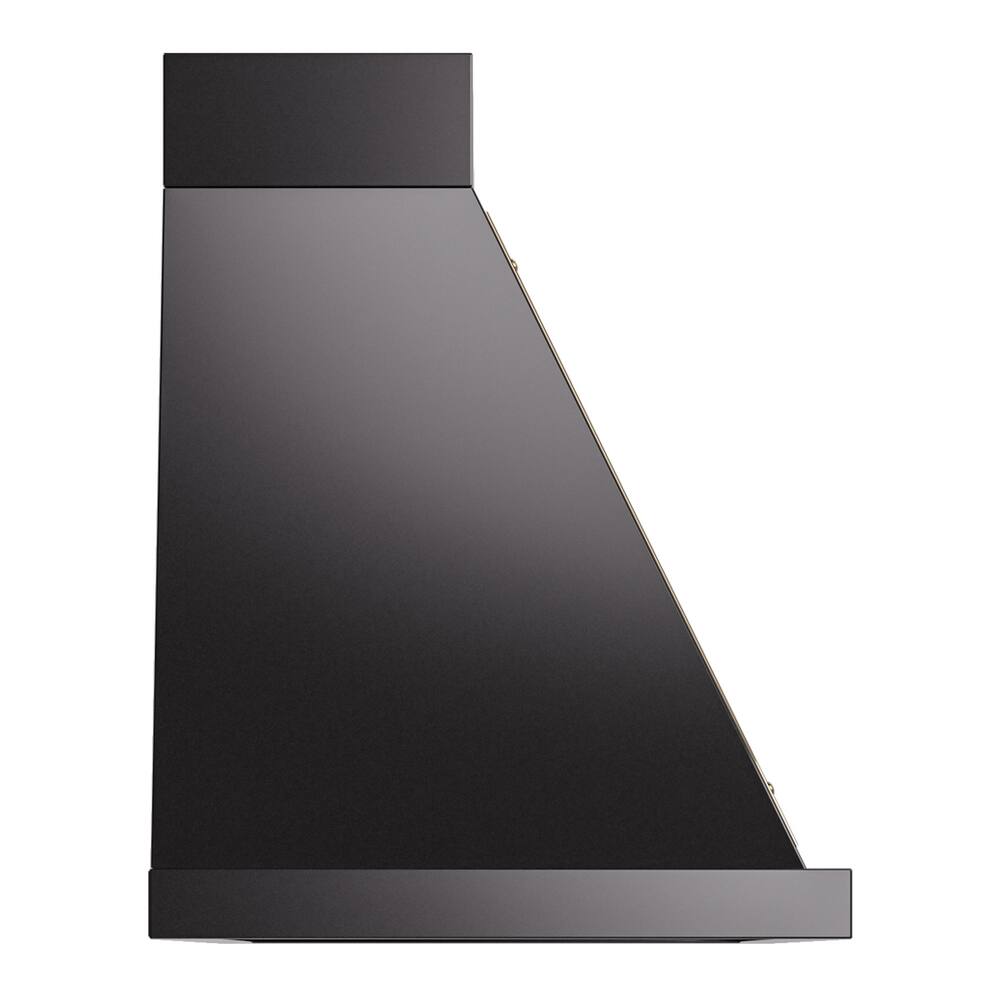 Alt View 2. ILVE - ILVE Nostalgie II Series 48 in. Noblesse Wall Mount Range Hood with 850 CFM (Brass Trim) - Glossy Black.