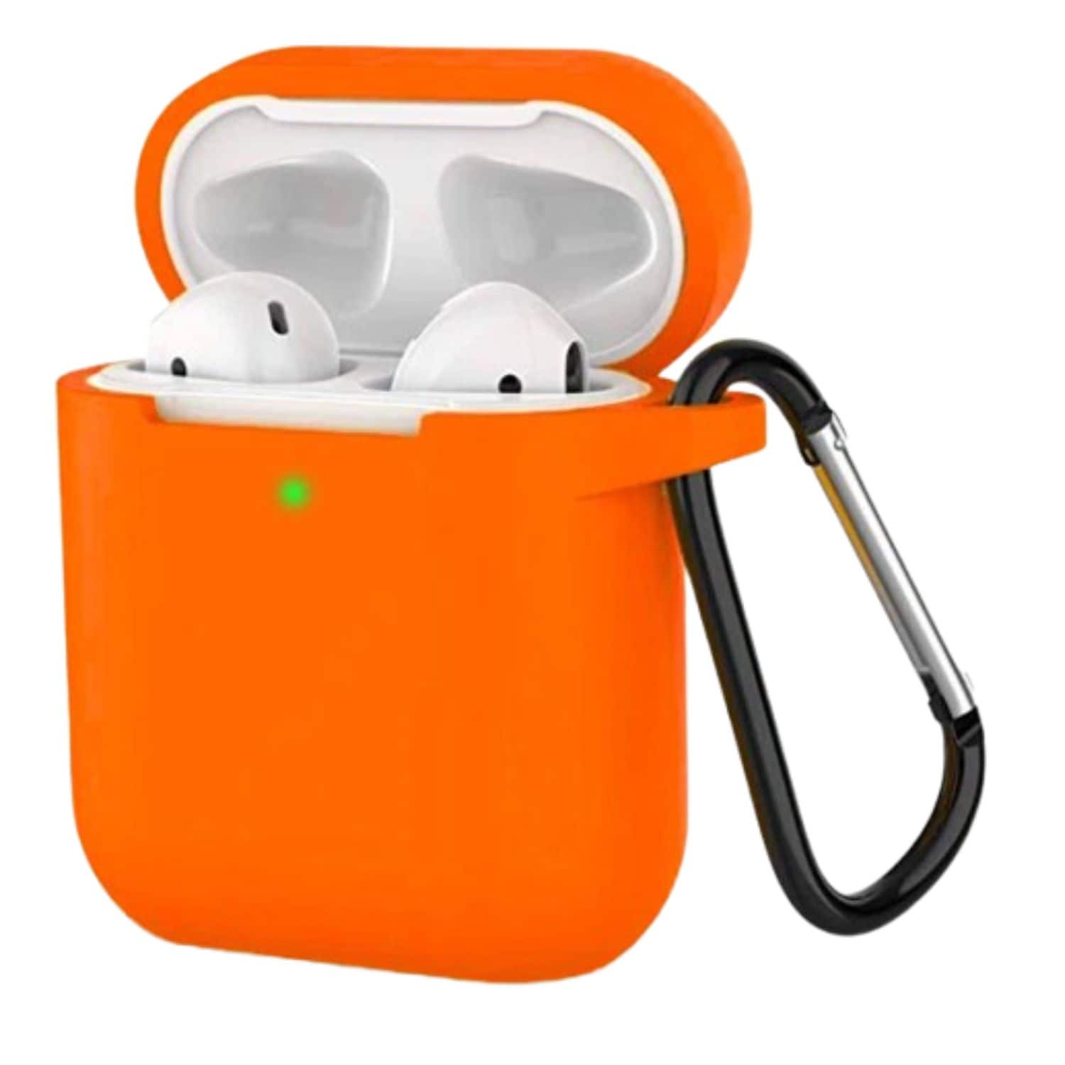 Home Collection - Orange Shockproof Silicone Protective Case with Keychain for Apple AirPods 1 & 2 – Full Cover Protection