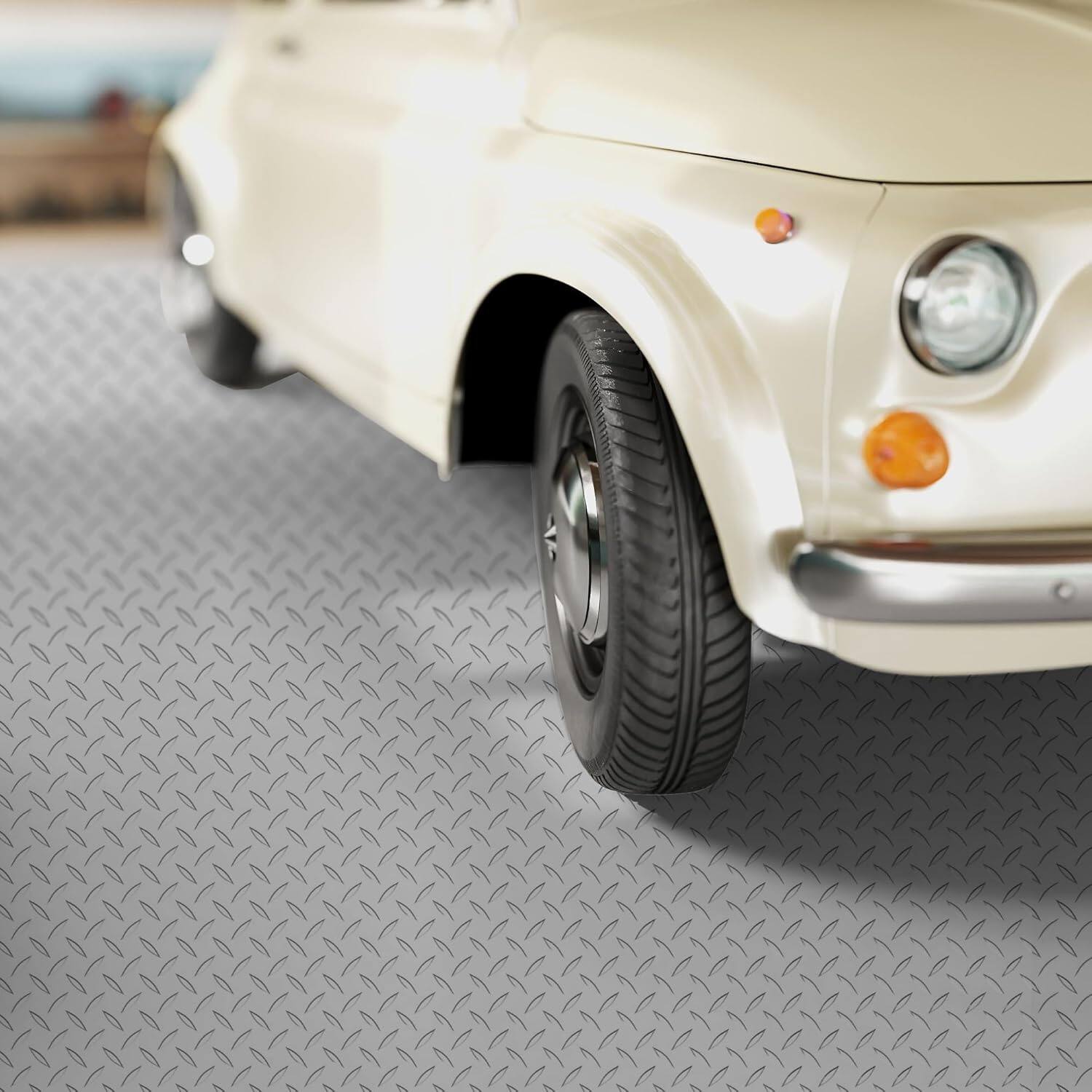 Alt View 7. Essen Blissed - 7.5 x 17 FT Garage Floor Mat, 2.5 mm Thickness Diamond PVC Roll, Floor Protector Mat for Garage Warehouse Gyms, Grey.