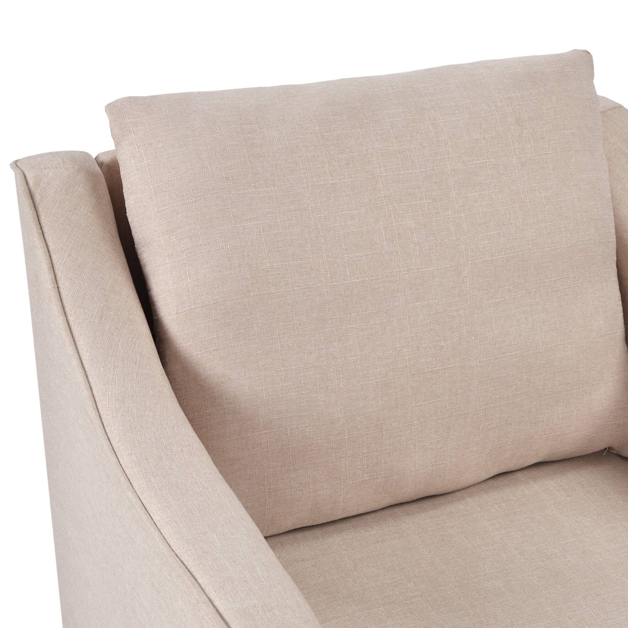 Back. Bestier - Swivel Accent Square Chair with Thick Padded Backrest Cushion, Lounge Reading Chair for Living Room Bedroom - Oatmeal.