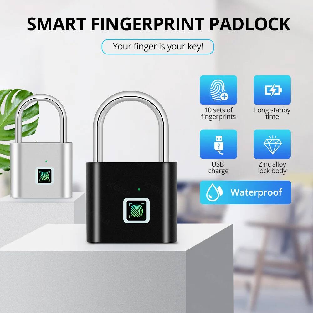 SMART FINGERPRINT PADLOCK  
Your finger is your key!  

- 10 sets of fingerprints  
- Long standby time  
- USB charge  
- Zinc alloy lock body  
- Waterproof