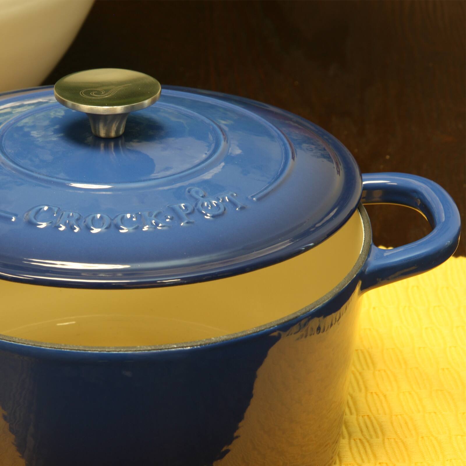 Alt View 2. Crockpot - Crock Pot Artisan 5 Quart Round Enameled Cast Iron Dutch Oven in Sapphire Blue - Sapphire Blue.