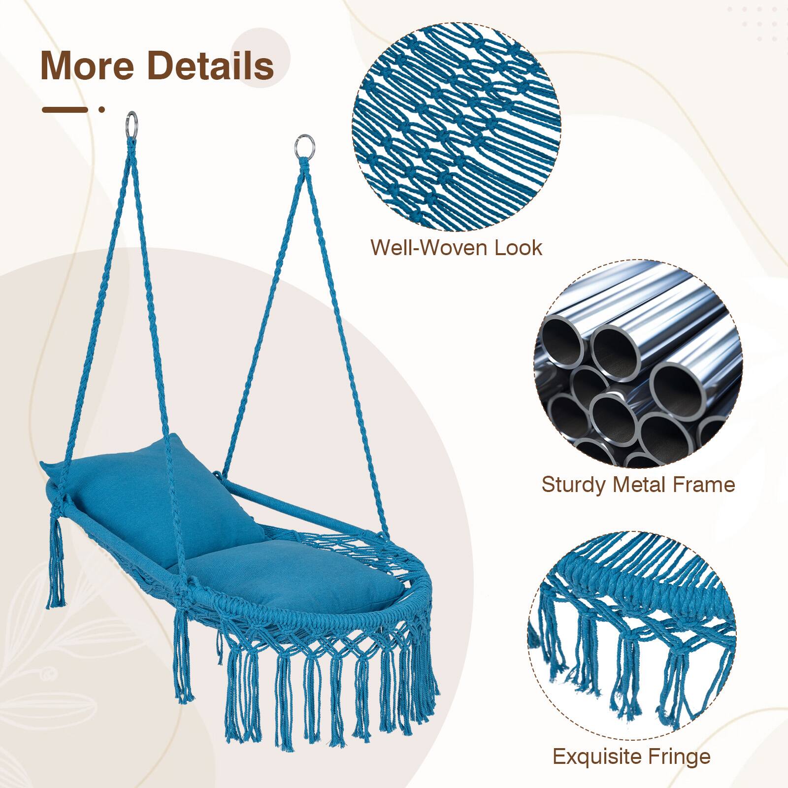 More Details

- Well-Woven Look
- Sturdy Metal Frame
- Exquisite Fringe