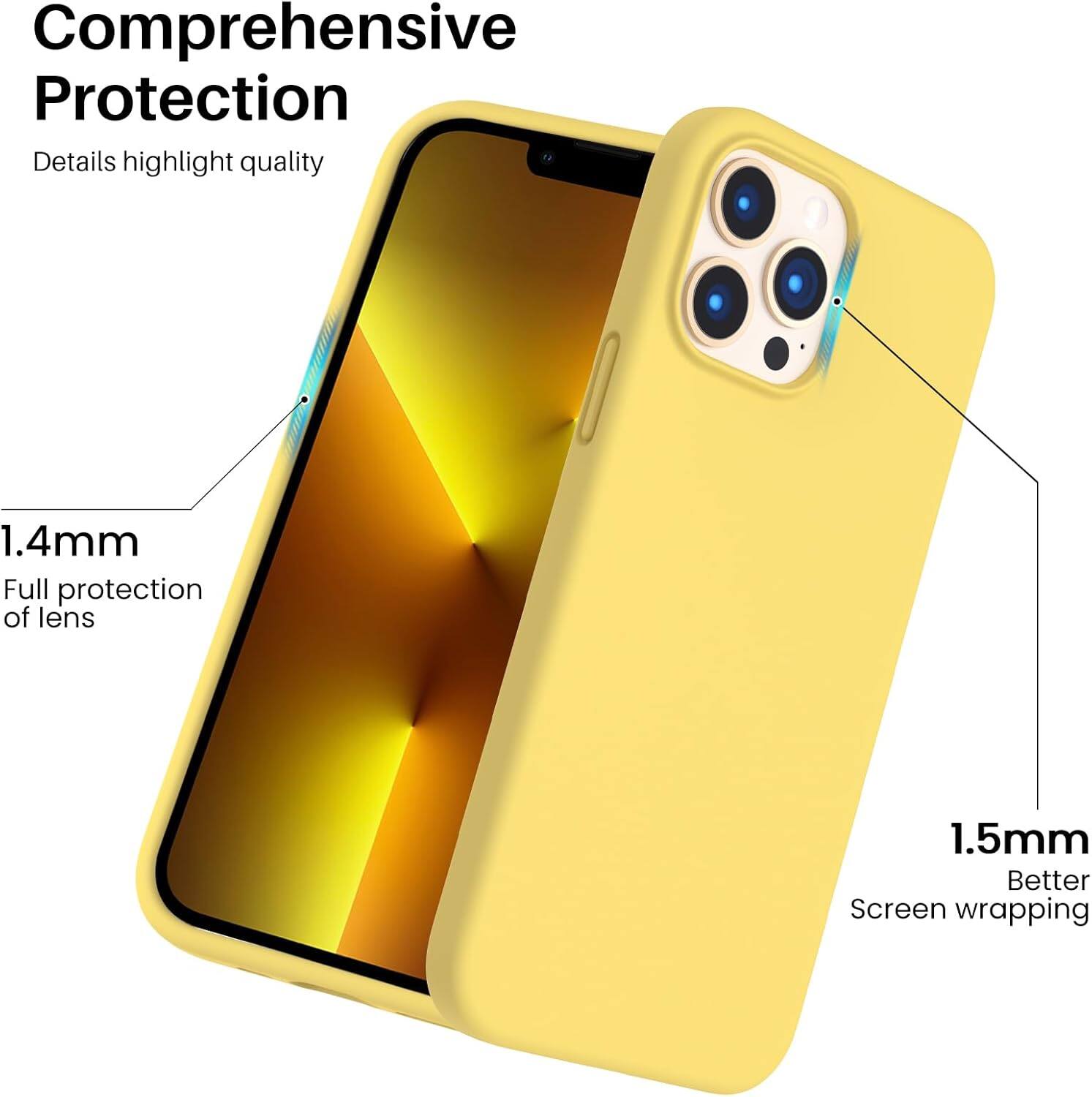 Comprehensive Protection
Details highlight quality
1.4mm Full protection of lens
1.5mm Better Screen wrapping