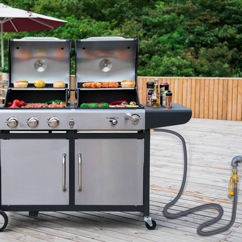 Alt View 1. Empava - 15ft Propane/Natural Gas Hose – CSA Certified, 50K BTU, Quick-Connect Brass Fittings, 1-Year Warranty - Gray.