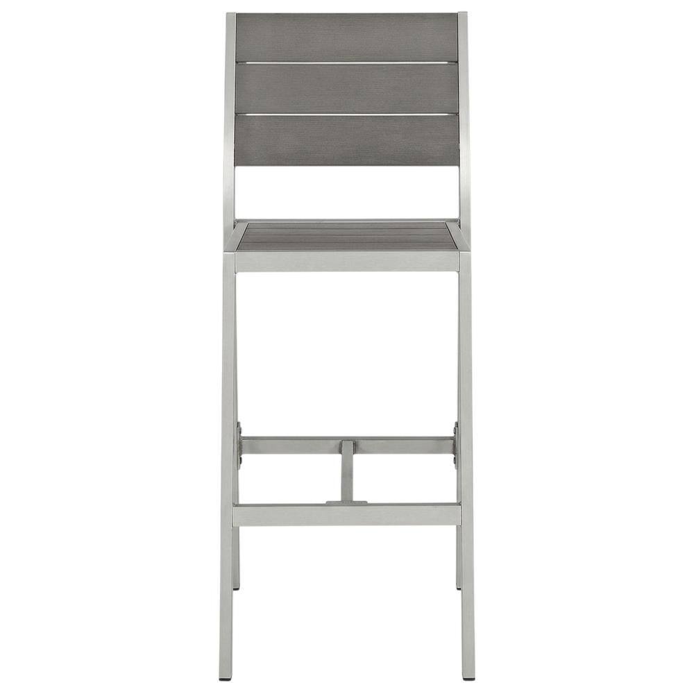 Back. Outdoor Escape - Outdoor Patio Aluminum Armless Bar Stool Set Of 2 With Durable Frame - Gray.